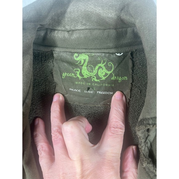 Green Dragon Trench Military Style Double Breasted Army Green Studded Star SizeL - Picture 5 of 16